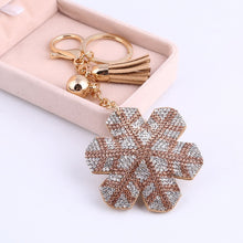 Load image into Gallery viewer, 2018 New Fashion Women Casual Pu Leather Tassel Snow Flower Keychain Bag Pendant Gold Car Key Chain Ring Holder Trendy Jewelry