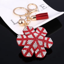 Load image into Gallery viewer, 2018 New Fashion Women Casual Pu Leather Tassel Snow Flower Keychain Bag Pendant Gold Car Key Chain Ring Holder Trendy Jewelry