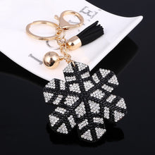 Load image into Gallery viewer, 2018 New Fashion Women Casual Pu Leather Tassel Snow Flower Keychain Bag Pendant Gold Car Key Chain Ring Holder Trendy Jewelry