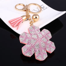 Load image into Gallery viewer, 2018 New Fashion Women Casual Pu Leather Tassel Snow Flower Keychain Bag Pendant Gold Car Key Chain Ring Holder Trendy Jewelry