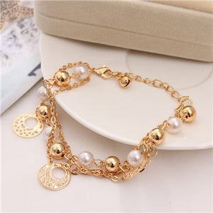 Brand Simulated Pearl Crystal Beaded Bracelet & Bangle New Fashion Crystal Jewelry Women Wedding Charm Bracelet Summer Jewelry
