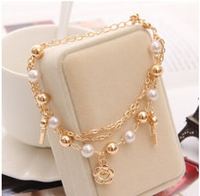 Load image into Gallery viewer, Brand Simulated Pearl Crystal Beaded Bracelet &amp; Bangle New Fashion Crystal Jewelry Women Wedding Charm Bracelet Summer Jewelry