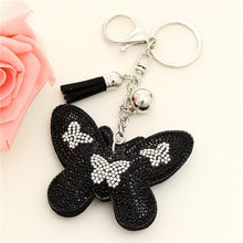Load image into Gallery viewer, Crystal butterfly Pendant Animal keychain wholesale silver plated key chain ring holder Women bag charm bag porte clef chaveiro