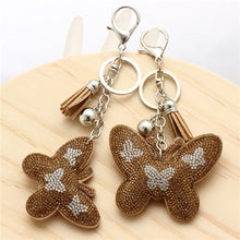 Load image into Gallery viewer, Crystal butterfly Pendant Animal keychain wholesale silver plated key chain ring holder Women bag charm bag porte clef chaveiro