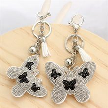 Load image into Gallery viewer, Crystal butterfly Pendant Animal keychain wholesale silver plated key chain ring holder Women bag charm bag porte clef chaveiro