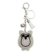 Load image into Gallery viewer, Car Keyring Full Crystal Key Holder Gold Key Chain Cute Owl Leather Tassel Keychain Pendant porte clef Charm Jewelry llaveros
