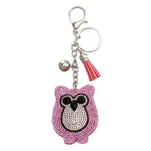 Load image into Gallery viewer, Car Keyring Full Crystal Key Holder Gold Key Chain Cute Owl Leather Tassel Keychain Pendant porte clef Charm Jewelry llaveros