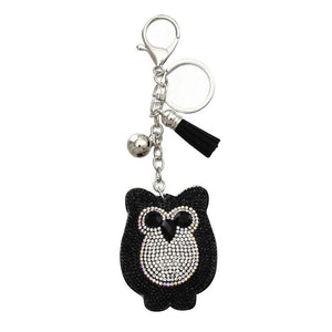 Car Keyring Full Crystal Key Holder Gold Key Chain Cute Owl Leather Tassel Keychain Pendant porte clef Charm Jewelry llaveros