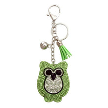 Load image into Gallery viewer, Car Keyring Full Crystal Key Holder Gold Key Chain Cute Owl Leather Tassel Keychain Pendant porte clef Charm Jewelry llaveros
