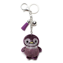 Load image into Gallery viewer, Vintage Charms Cute Owl Pendant Tassel Keychain Crystal Silver Chain Leather Tassel Key Chain Women Chaveiro Key Ring llaveros
