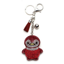 Load image into Gallery viewer, Vintage Charms Cute Owl Pendant Tassel Keychain Crystal Silver Chain Leather Tassel Key Chain Women Chaveiro Key Ring llaveros