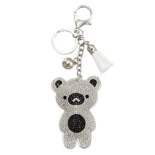 Load image into Gallery viewer, Vintage Charms Cute Owl Pendant Tassel Keychain Crystal Silver Chain Leather Tassel Key Chain Women Chaveiro Key Ring llaveros