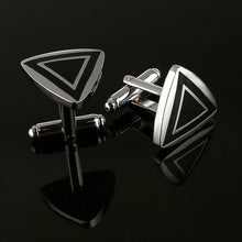 Load image into Gallery viewer, 2019 New Simple Style Black Rectangle Cufflinks Mens Shirt Cuff Button Christmas Gifts for Men Silver Plated Cuff link gemelos