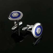 Load image into Gallery viewer, 2019 New Simple Style Black Rectangle Cufflinks Mens Shirt Cuff Button Christmas Gifts for Men Silver Plated Cuff link gemelos
